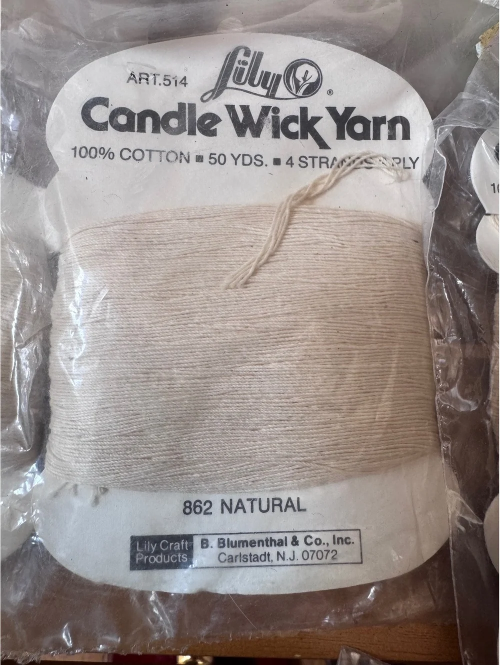 Vintage Lily Candle Wick Yarn Lot (8 Skeins) - 100% Cotton Crafting Thread